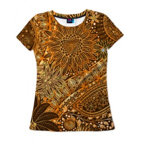 Женская футболка 3D с принтом Коллекция Edition в Белгороде, 100% полиэфир ( синтетическое хлопкоподобное полотно) | прямой крой, круглый вырез горловины, длина до линии бедер | винтаж | воздушный | индийские | кружева | новинки | узор | цветок | цветочный | этнические