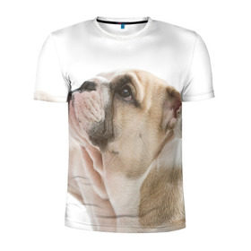 Мужская футболка 3D спортивная с принтом Бульдог в Белгороде, 100% полиэстер с улучшенными характеристиками | приталенный силуэт, круглая горловина, широкие плечи, сужается к линии бедра | бульдог | бульдоги | мопс | мопсы | песик | песики | собака | собаки
