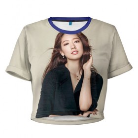 Женская футболка 3D укороченная с принтом Song Hye Kyo в Белгороде, 100% полиэстер | круглая горловина, длина футболки до линии талии, рукава с отворотами | дорама