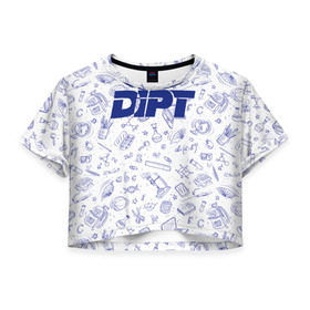 Женская футболка 3D укороченная с принтом DIPT в Белгороде, 100% полиэстер | круглая горловина, длина футболки до линии талии, рукава с отворотами | 