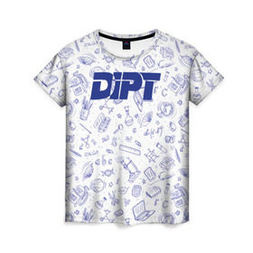 Женская футболка 3D с принтом DIPT в Белгороде, 100% полиэфир ( синтетическое хлопкоподобное полотно) | прямой крой, круглый вырез горловины, длина до линии бедер | 