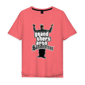 Мужская футболка хлопок Oversize с принтом GTA SA - Райдер в Белгороде, 100% хлопок | свободный крой, круглый ворот, “спинка” длиннее передней части | carl johnson | grand theft auto | gta | los santos | sa | san andreas