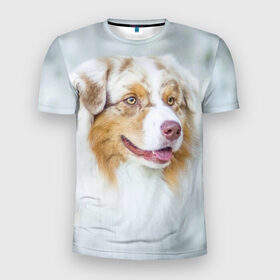 Мужская футболка 3D спортивная с принтом Друг в Белгороде, 100% полиэстер с улучшенными характеристиками | приталенный силуэт, круглая горловина, широкие плечи, сужается к линии бедра | голова животного | кутёнок | прикольные картинки | собака | щенок