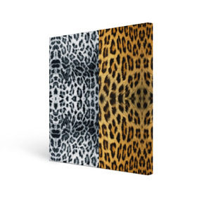 Холст квадратный с принтом Леопард/Снежный Барс в Белгороде, 100% ПВХ |  | textures | барс | животное | леопард | пятна | снежный | текстура | чёрное с белым