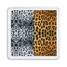 Магнит 55*55 с принтом Леопард/Снежный Барс в Белгороде, Пластик | Размер: 65*65 мм; Размер печати: 55*55 мм | textures | барс | животное | леопард | пятна | снежный | текстура | чёрное с белым