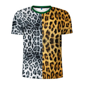 Мужская футболка 3D спортивная с принтом Леопард/Снежный Барс в Белгороде, 100% полиэстер с улучшенными характеристиками | приталенный силуэт, круглая горловина, широкие плечи, сужается к линии бедра | textures | барс | животное | леопард | пятна | снежный | текстура | чёрное с белым