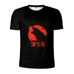 Мужская футболка 3D спортивная с принтом Godzilla в Белгороде, 100% полиэстер с улучшенными характеристиками | приталенный силуэт, круглая горловина, широкие плечи, сужается к линии бедра | cinema | film | godzilla | monster | годзила | годзилла | кино | монстр | фильм