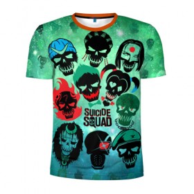 Мужская футболка 3D спортивная с принтом Suicide Squad в Белгороде, 100% полиэстер с улучшенными характеристиками | приталенный силуэт, круглая горловина, широкие плечи, сужается к линии бедра | suicide squad