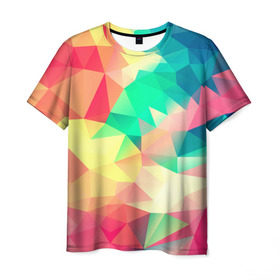 Мужская футболка 3D с принтом Frenza в Белгороде, 100% полиэфир | прямой крой, круглый вырез горловины, длина до линии бедер | геометрия | полигоны | разноцветный яркий