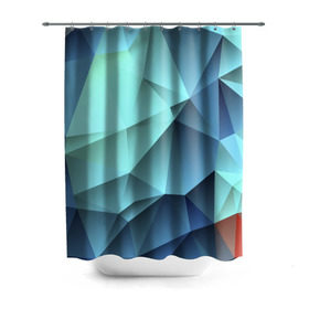 Штора 3D для ванной с принтом Polygon blue в Белгороде, 100% полиэстер | плотность материала — 100 г/м2. Стандартный размер — 146 см х 180 см. По верхнему краю — пластиковые люверсы для креплений. В комплекте 10 пластиковых колец | полигон | текстура
