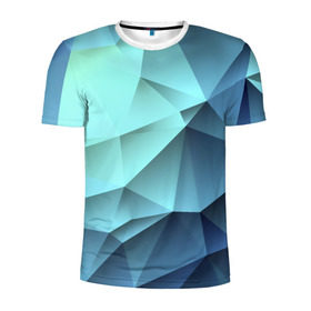 Мужская футболка 3D спортивная с принтом Polygon blue в Белгороде, 100% полиэстер с улучшенными характеристиками | приталенный силуэт, круглая горловина, широкие плечи, сужается к линии бедра | Тематика изображения на принте: полигон | текстура