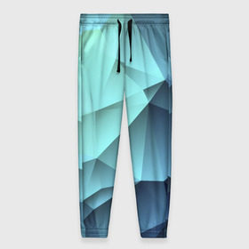 Женские брюки 3D с принтом Polygon blue в Белгороде, полиэстер 100% | прямой крой, два кармана без застежек по бокам, с мягкой трикотажной резинкой на поясе и по низу штанин. В поясе для дополнительного комфорта — широкие завязки | полигон | текстура