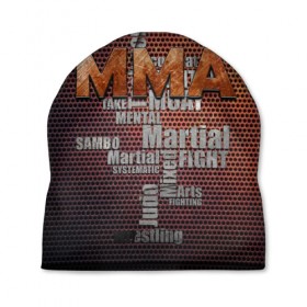 Шапка 3D с принтом MMA в Белгороде, 100% полиэстер | универсальный размер, печать по всей поверхности изделия | judo | mixed | mma | sambo | wrestling