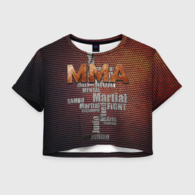 Женская футболка 3D укороченная с принтом MMA в Белгороде, 100% полиэстер | круглая горловина, длина футболки до линии талии, рукава с отворотами | judo | mixed | mma | sambo | wrestling