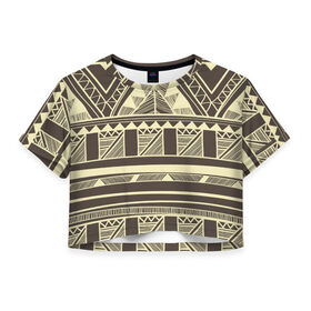 Женская футболка 3D укороченная с принтом Камерун в Белгороде, 100% полиэстер | круглая горловина, длина футболки до линии талии, рукава с отворотами | орнамент | этнический | этно