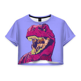 Женская футболка 3D укороченная с принтом rex в Белгороде, 100% полиэстер | круглая горловина, длина футболки до линии талии, рукава с отворотами | dinosaur | t rex | динозавр | рекс | тирекс