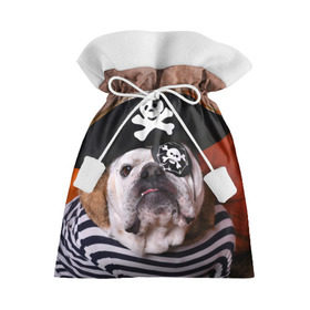Подарочный 3D мешок с принтом Бульдог - пират в Белгороде, 100% полиэстер | Размер: 29*39 см | бульдог | бульдоги | песик | песики | пират | пираты | прикольные | собака | собаки