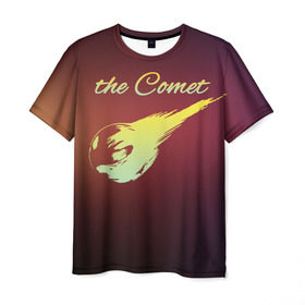 Мужская футболка 3D с принтом Летящая комета в Белгороде, 100% полиэфир | прямой крой, круглый вырез горловины, длина до линии бедер | Тематика изображения на принте: комета | космос | красиво | надписи | планета