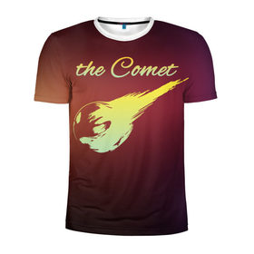 Мужская футболка 3D спортивная с принтом Летящая комета в Белгороде, 100% полиэстер с улучшенными характеристиками | приталенный силуэт, круглая горловина, широкие плечи, сужается к линии бедра | комета | космос | красиво | надписи | планета