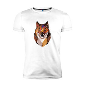 Мужская футболка премиум с принтом Wolf в Белгороде, 92% хлопок, 8% лайкра | приталенный силуэт, круглый вырез ворота, длина до линии бедра, короткий рукав | 3d | 3д | autumn | forest | nature | wolf | абстракция | волк | геометрия | лес | осень | природа | хищник