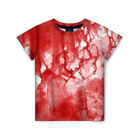 Детская футболка 3D с принтом Кровь в Белгороде, 100% гипоаллергенный полиэфир | прямой крой, круглый вырез горловины, длина до линии бедер, чуть спущенное плечо, ткань немного тянется | брызги | капли | кровь | ужас | хэллоуин