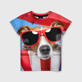 Детская футболка 3D с принтом Джек Рассел в Белгороде, 100% гипоаллергенный полиэфир | прямой крой, круглый вырез горловины, длина до линии бедер, чуть спущенное плечо, ткань немного тянется | Тематика изображения на принте: джек рассел | песик | песики | собака | собаки | терьер