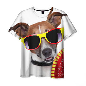 Мужская футболка 3D с принтом Джек Рассел с веером в Белгороде, 100% полиэфир | прямой крой, круглый вырез горловины, длина до линии бедер | Тематика изображения на принте: джек рассел | песик | песики | собака | собаки | терьер
