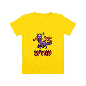 Детская футболка хлопок с принтом Дракон Спайро. 8 bit. в Белгороде, 100% хлопок | круглый вырез горловины, полуприлегающий силуэт, длина до линии бедер | dragon | pixel art | spyro | дракон | пиксель арт | спайро