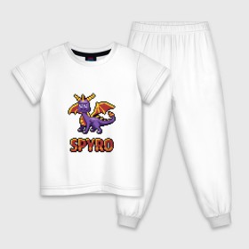 Детская пижама хлопок с принтом Дракон Спайро. 8 bit. в Белгороде, 100% хлопок |  брюки и футболка прямого кроя, без карманов, на брюках мягкая резинка на поясе и по низу штанин
 | dragon | pixel art | spyro | дракон | пиксель арт | спайро