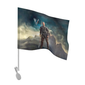 Флаг для автомобиля с принтом Викинги. Рагнар Лодброк в Белгороде, 100% полиэстер | Размер: 30*21 см | викинги