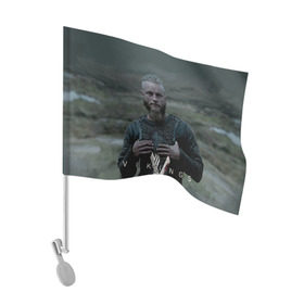 Флаг для автомобиля с принтом Рагнар Лодброк в Белгороде, 100% полиэстер | Размер: 30*21 см | викинги