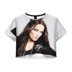 Женская футболка 3D укороченная с принтом Tarja Turunen Nightwish в Белгороде, 100% полиэстер | круглая горловина, длина футболки до линии талии, рукава с отворотами | nightwish | металл | музыка | рок | тарья турунен