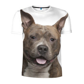 Мужская футболка 3D спортивная с принтом Английский стафф в Белгороде, 100% полиэстер с улучшенными характеристиками | приталенный силуэт, круглая горловина, широкие плечи, сужается к линии бедра | Тематика изображения на принте: песик | собака | стафф