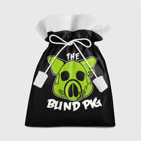 Подарочный 3D мешок с принтом Blind Pig в Белгороде, 100% полиэстер | Размер: 29*39 см | Тематика изображения на принте: ад | зеленый | свинья | череп