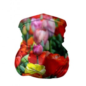 Бандана-труба 3D с принтом Тюльпановый рай в Белгороде, 100% полиэстер, ткань с особыми свойствами — Activecool | плотность 150‒180 г/м2; хорошо тянется, но сохраняет форму | 