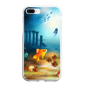 Чехол для iPhone 7Plus/8 Plus матовый с принтом Золотая рыбка в Белгороде, Силикон | Область печати: задняя сторона чехла, без боковых панелей | вода | водоросли | море | подводный мир | природа | рыба | рыбка | туризм