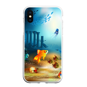 Чехол для iPhone XS Max матовый с принтом Золотая рыбка в Белгороде, Силикон | Область печати: задняя сторона чехла, без боковых панелей | вода | водоросли | море | подводный мир | природа | рыба | рыбка | туризм
