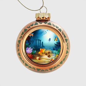 Стеклянный ёлочный шар с принтом Золотая рыбка в Белгороде, Стекло | Диаметр: 80 мм | Тематика изображения на принте: вода | водоросли | море | подводный мир | природа | рыба | рыбка | туризм