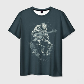 Мужская футболка 3D с принтом Астронавт в Белгороде, 100% полиэфир | прямой крой, круглый вырез горловины, длина до линии бедер | music | гитара | звезды | космонавт | космос | музыка