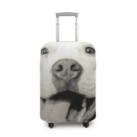 Чехол для чемодана 3D с принтом Пит-буль в Белгороде, 86% полиэфир, 14% спандекс | двустороннее нанесение принта, прорези для ручек и колес | Тематика изображения на принте: амстафф | буль | пес | песик | питбули | питбуль | собака | собаки | стафф | терьер