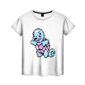 Женская футболка 3D с принтом Squirtle (pokemon) в Белгороде, 100% полиэфир ( синтетическое хлопкоподобное полотно) | прямой крой, круглый вырез горловины, длина до линии бедер | squirtle | пиксели | покемоны | рokemon | сквиртл