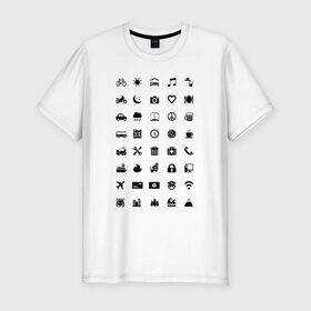 Мужская футболка премиум с принтом Iconspeak в Белгороде, 92% хлопок, 8% лайкра | приталенный силуэт, круглый вырез ворота, длина до линии бедра, короткий рукав | знаки | символы | турист