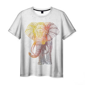 Мужская футболка 3D с принтом Solar Elephant в Белгороде, 100% полиэфир | прямой крой, круглый вырез горловины, длина до линии бедер | красивый | крутой | рисунок | слон | узор