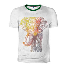 Мужская футболка 3D спортивная с принтом Solar Elephant в Белгороде, 100% полиэстер с улучшенными характеристиками | приталенный силуэт, круглая горловина, широкие плечи, сужается к линии бедра | Тематика изображения на принте: красивый | крутой | рисунок | слон | узор