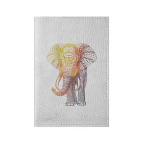 Обложка для паспорта матовая кожа с принтом Solar Elephant в Белгороде, натуральная матовая кожа | размер 19,3 х 13,7 см; прозрачные пластиковые крепления | красивый | крутой | рисунок | слон | узор