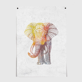 Постер с принтом Solar Elephant в Белгороде, 100% бумага
 | бумага, плотность 150 мг. Матовая, но за счет высокого коэффициента гладкости имеет небольшой блеск и дает на свету блики, но в отличии от глянцевой бумаги не покрыта лаком | красивый | крутой | рисунок | слон | узор