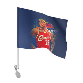 Флаг для автомобиля с принтом LeBron James в Белгороде, 100% полиэстер | Размер: 30*21 см | cleveland cavaliers | lebron james | nba. | баскетбол | баскетболист | джеймс леброн | кливленд кавальерс | нба