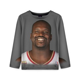 Детский лонгслив 3D с принтом Shaquille O`Neal в Белгороде, 100% полиэстер | длинные рукава, круглый вырез горловины, полуприлегающий силуэт
 | Тематика изображения на принте: shaquille oneal | баскетболист | нба | шакил онил