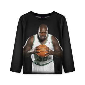 Детский лонгслив 3D с принтом Shaquille O`Neal в Белгороде, 100% полиэстер | длинные рукава, круглый вырез горловины, полуприлегающий силуэт
 | shaquille oneal | баскетболист | нба | шакил онил