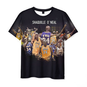 Мужская футболка 3D с принтом Shaquille O`Neal в Белгороде, 100% полиэфир | прямой крой, круглый вырез горловины, длина до линии бедер | shaquille oneal | баскетболист | нба | шакил онил